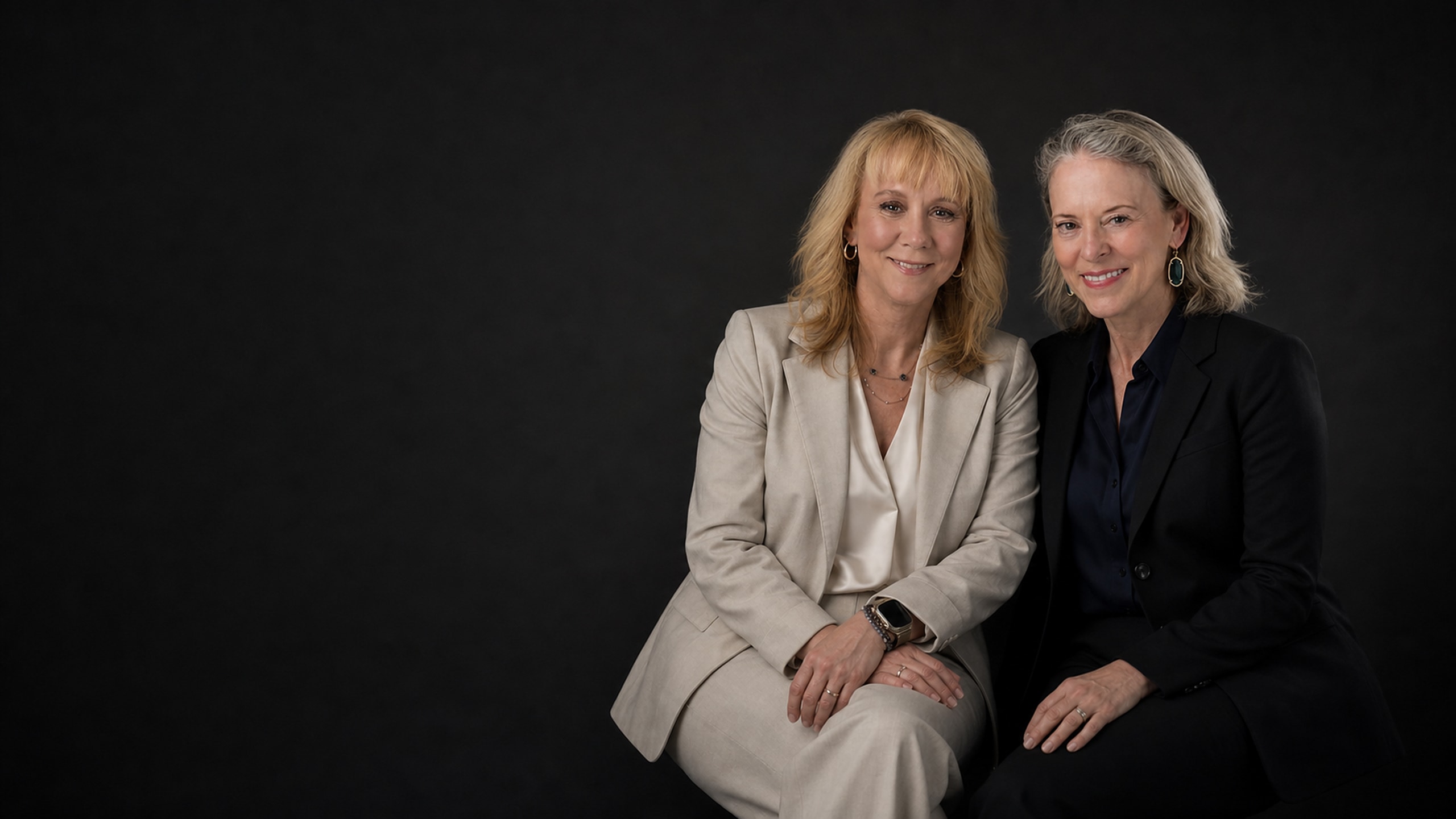 Hope Hisle Piper and Jill Johnson seated together in studio